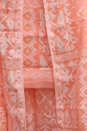 Jamdani silk cotton salwar suit material in 2 piece in orange