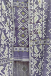 Jamdani silk cotton salwar suit material in 2 piece in lavender