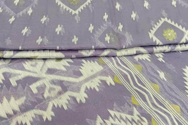 Jamdani silk cotton salwar suit material in 2 piece in lavender