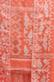 Jamdani silk cotton salwar suit material in 2 piece in  bright orange