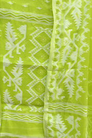 Jamdani silk cotton salwar suit material in 2 piece in green