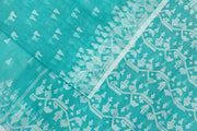 Muslin jamdani saree in teal green