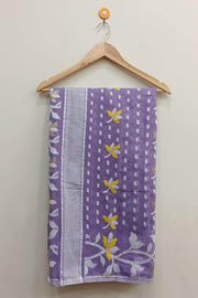 Handwoven silk cotton saree in lavender and without blouse