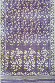 Handloom silk cotton saree in lavender in floral jamdani
