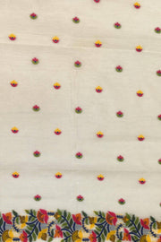 Handloom silk cotton saree in  white with small motifs on the body