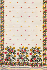Handloom silk cotton saree in  white with small motifs on the body
