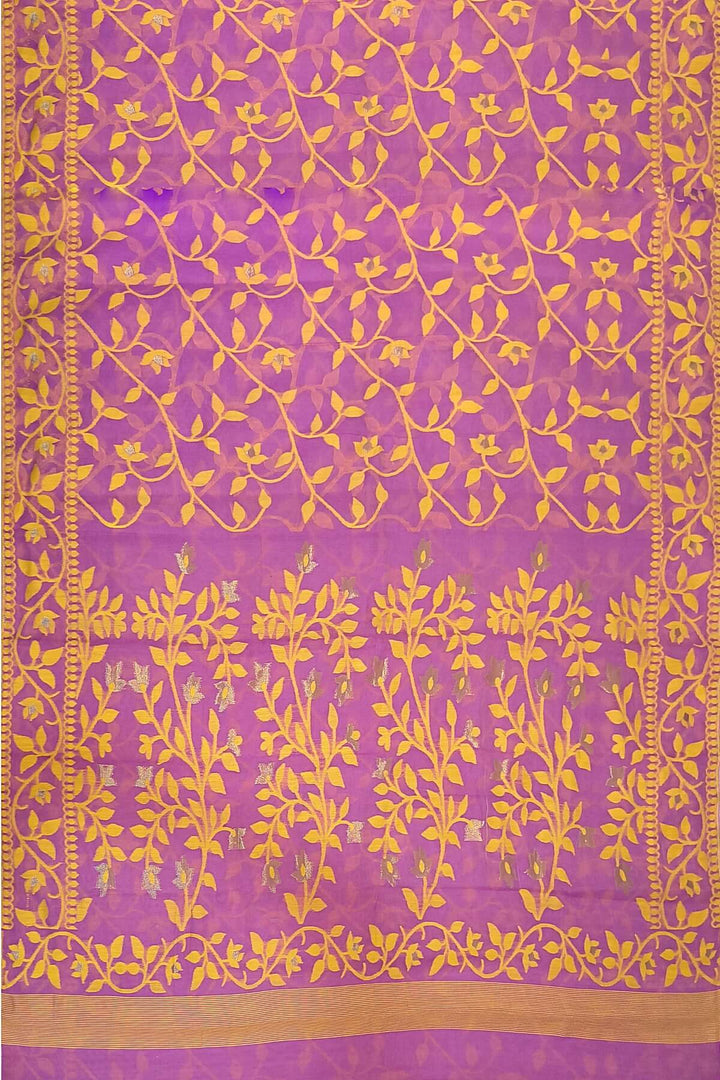 Handloom silk cotton saree in blush pink in floral jamdani weave