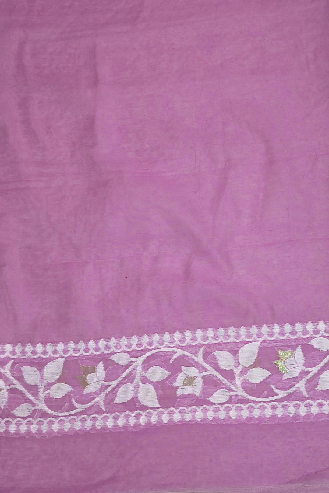 Handloom silk cotton saree in strawbery pink in floral jamdani weave
