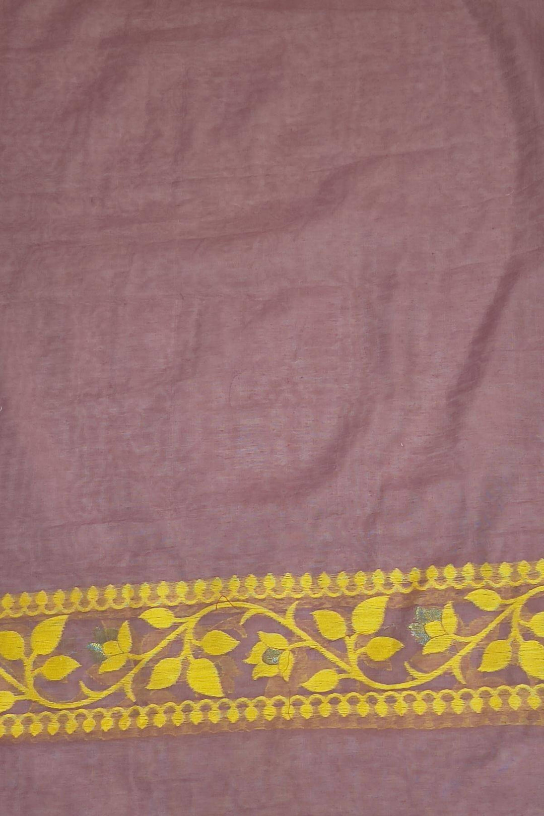 Handloom silk cotton saree in berry in floral jamdani weave