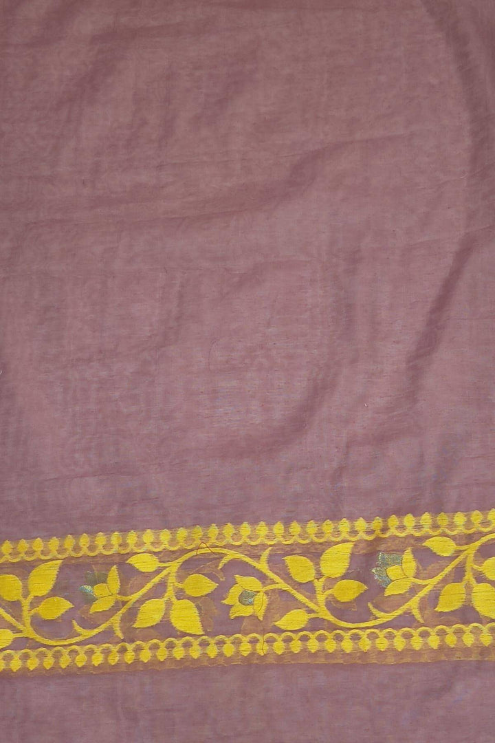 Handloom silk cotton saree in berry in floral jamdani weave
