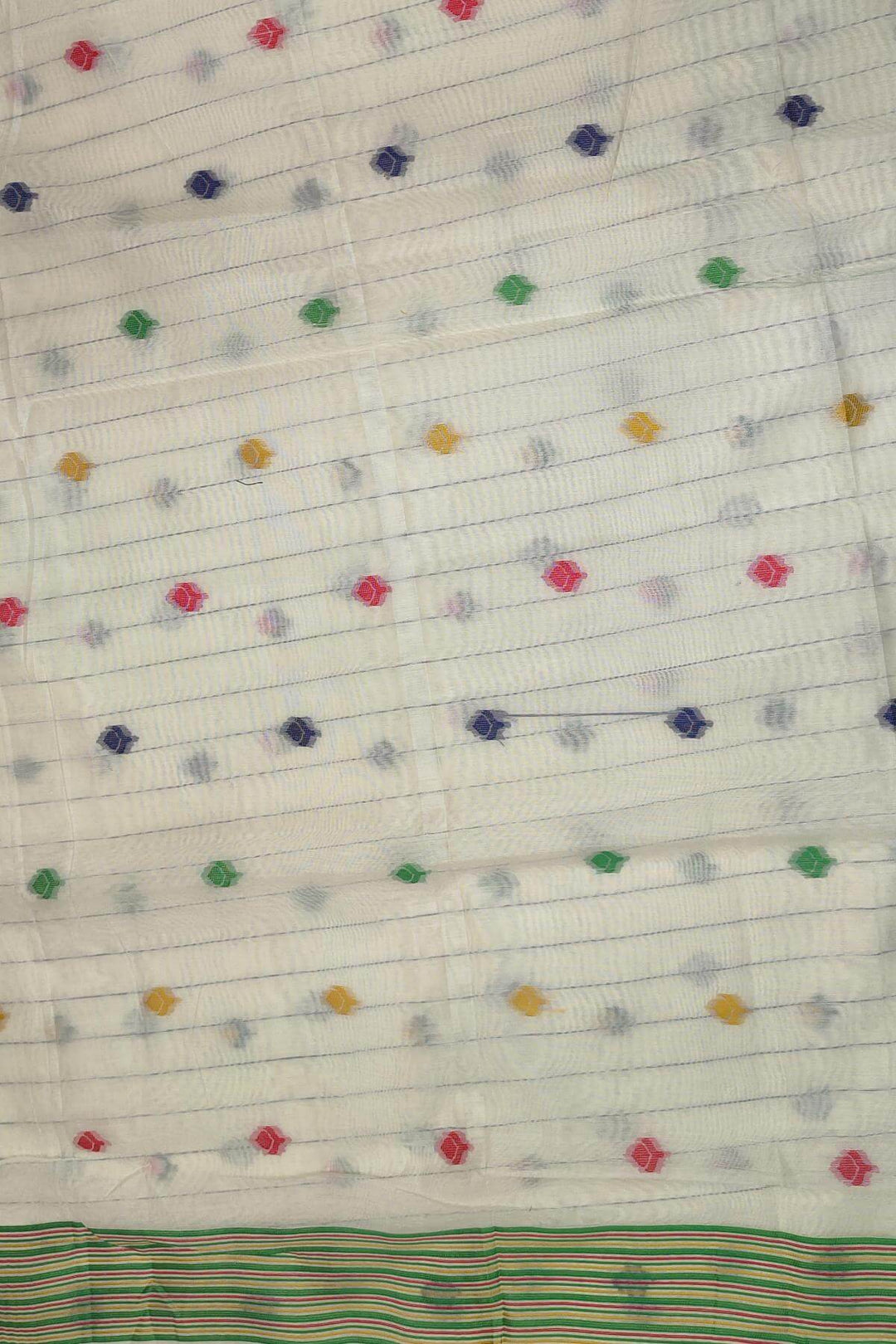 silk cotton saree in  white with small motifs