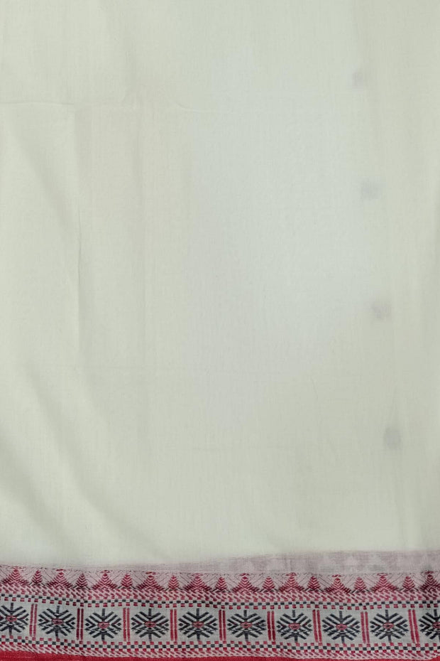 Assam  mercerized cotton saree in off white