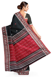 Assam khadi mercerized cotton saree in black