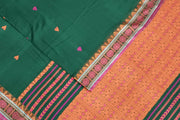 Assam khadi mercerized cotton saree in green