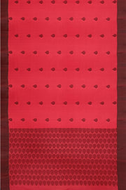 Handloom soft cotton saree in red with jamdani pallu