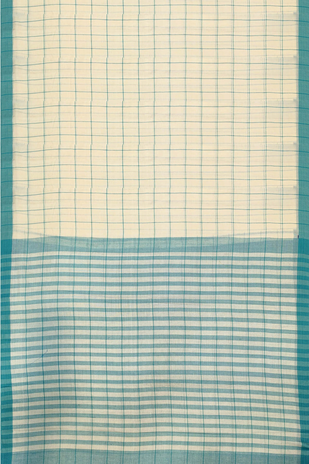 Soft cotton saree in off white in checks