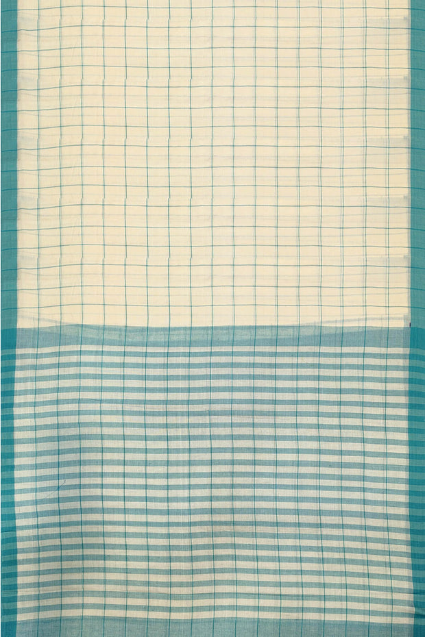 Soft cotton saree in off white in checks
