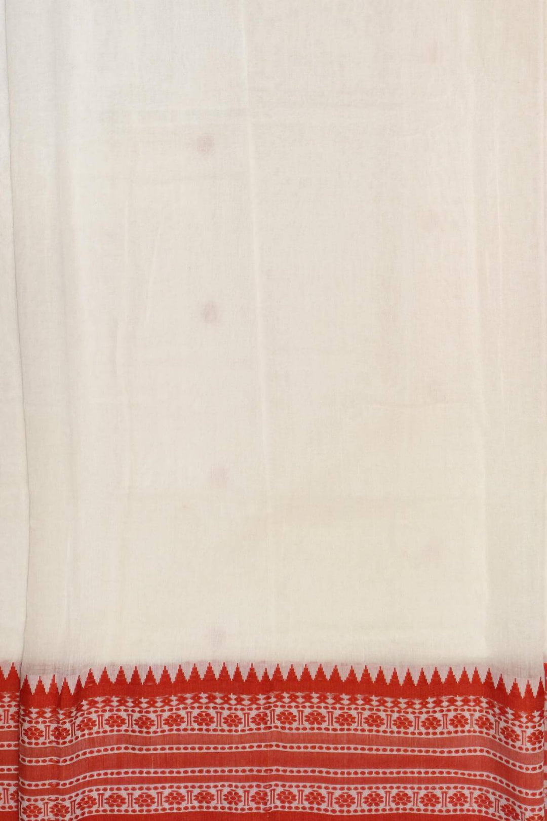 Mercersed cotton saree in white with bhujodi worked   pallu & border.