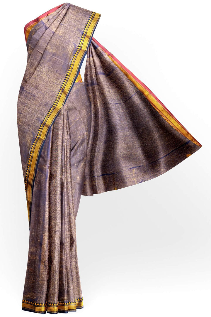 Small border soft tissue cotton saree in violet