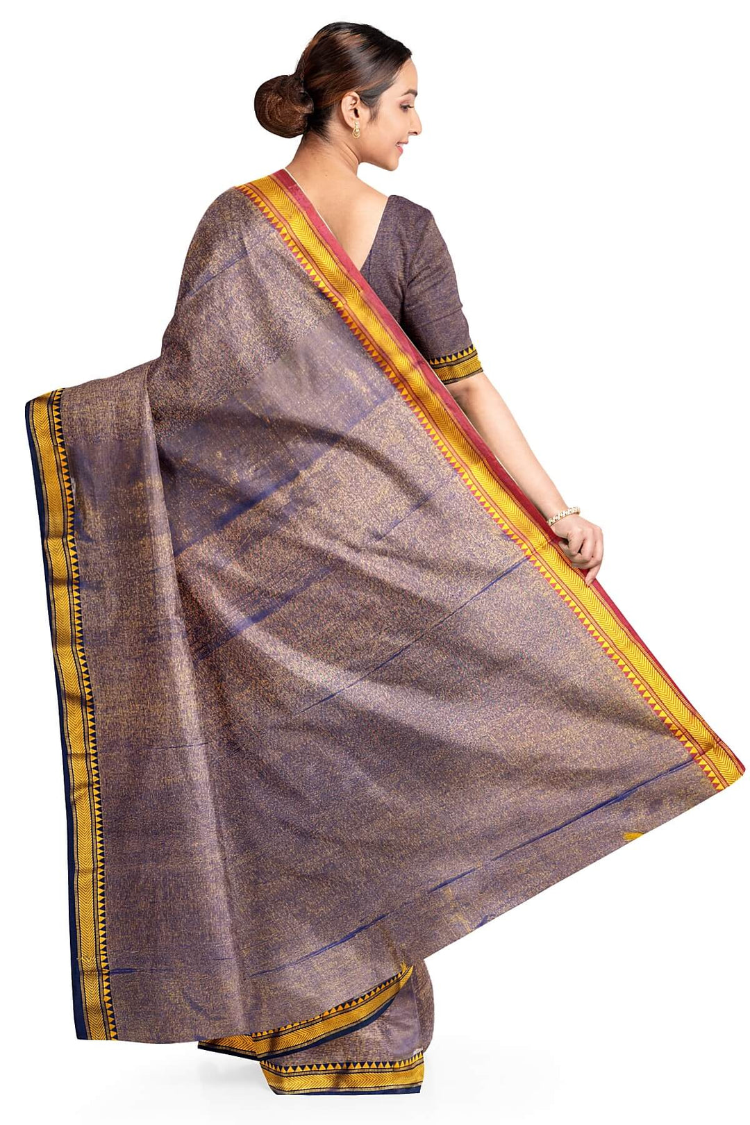 Small border soft tissue cotton saree in violet