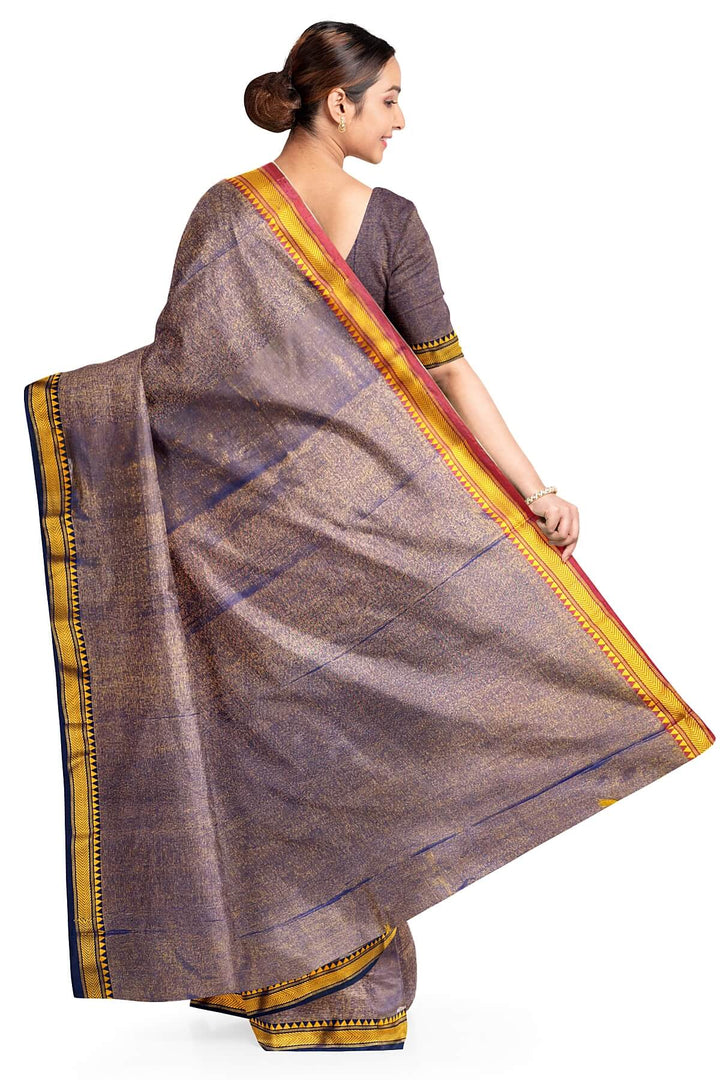 Small border soft tissue cotton saree in violet