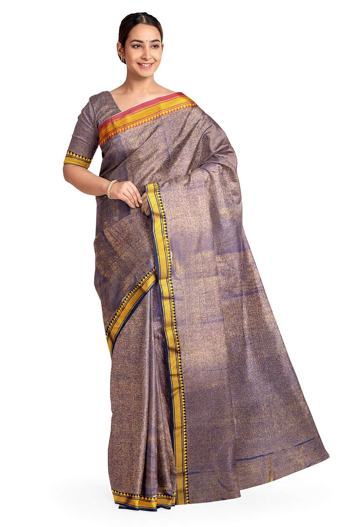 Small border soft tissue cotton saree in violet