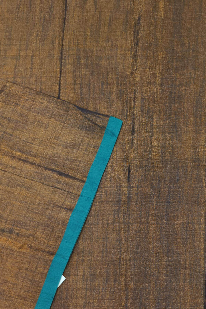 Small border soft tissue cotton saree in copper