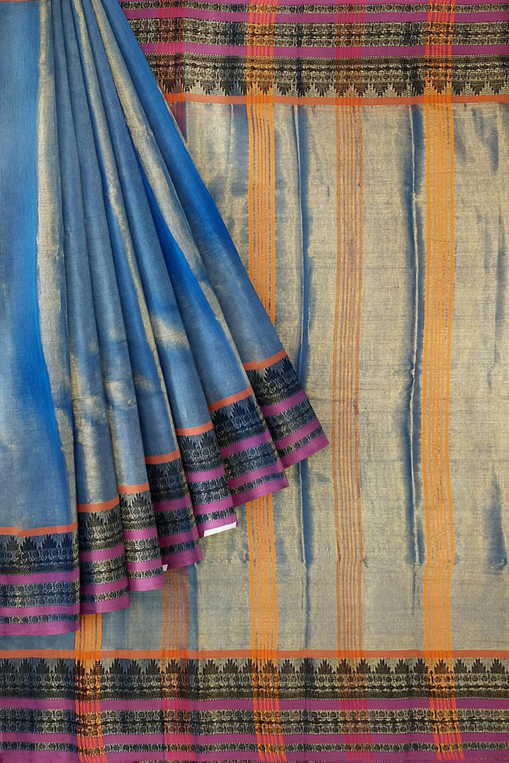 Soft tissue cotton saree in sky blue