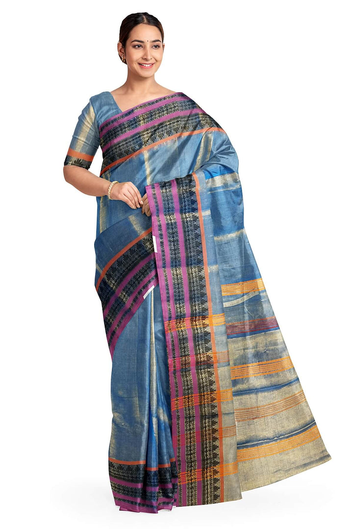 Soft tissue cotton saree in sky blue