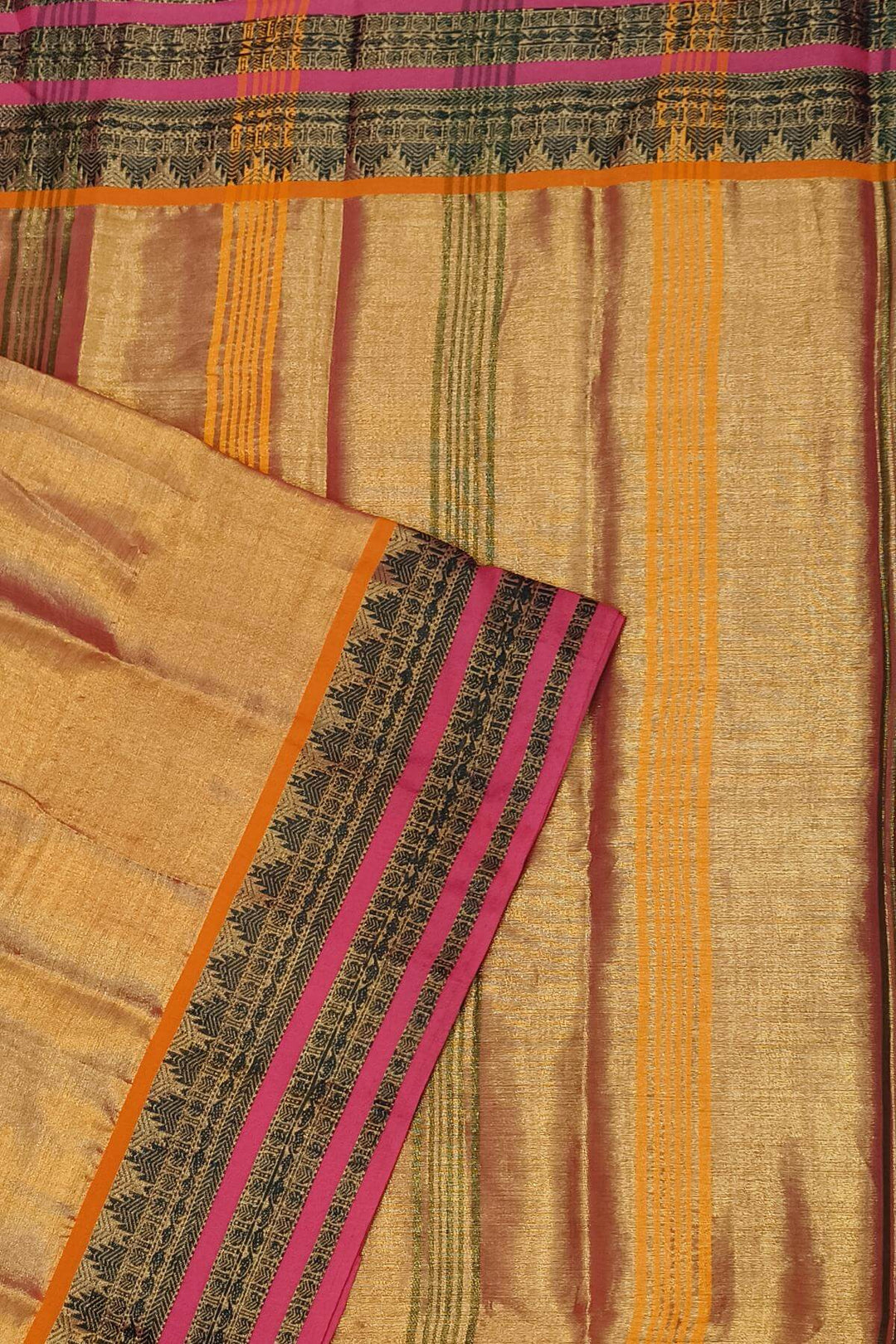 Soft tissue cotton saree in orange