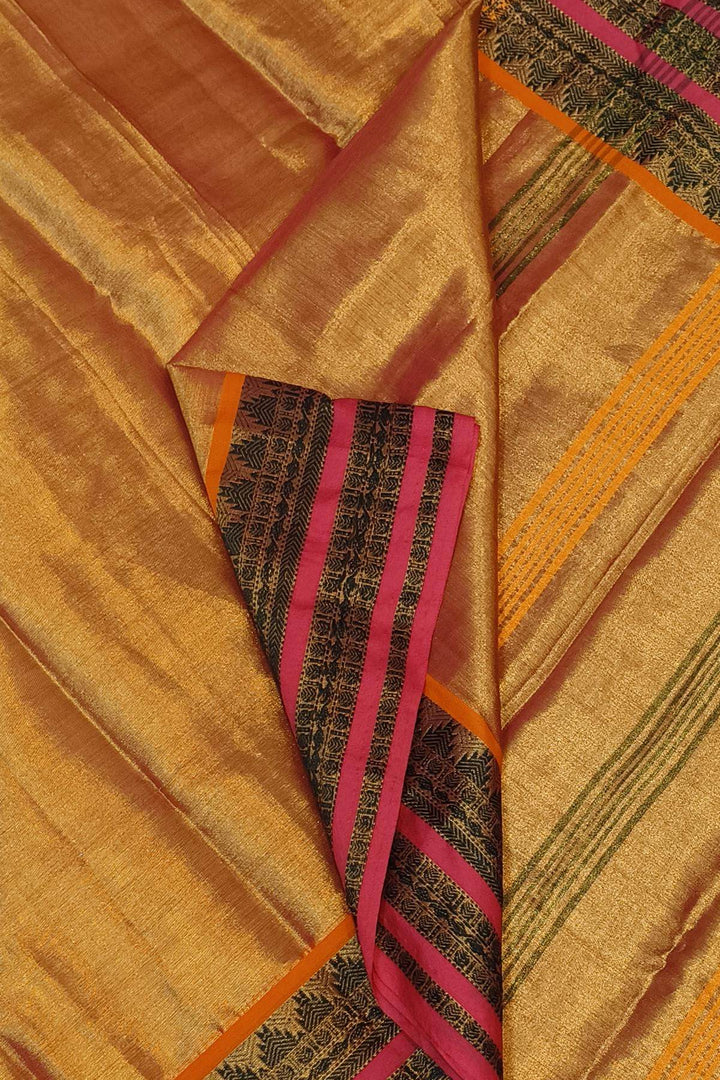 Soft tissue cotton saree in orange