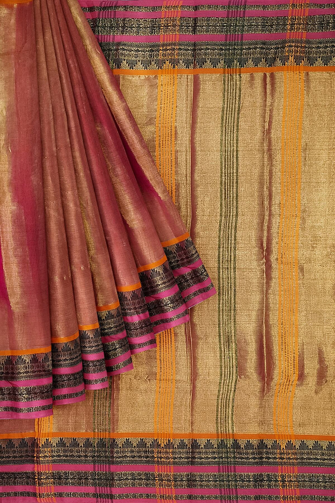 Soft tissue cotton saree in orange