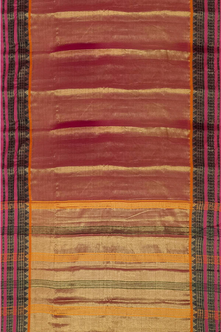 Soft tissue cotton saree in orange