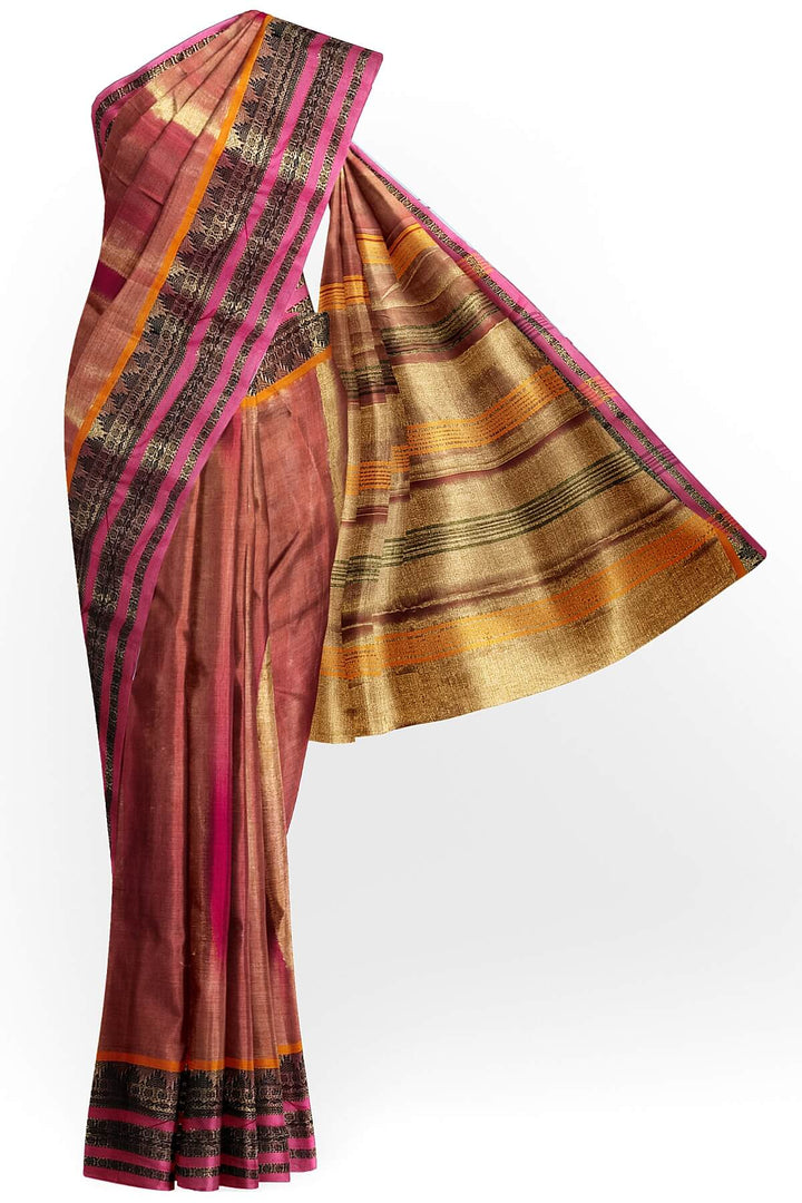 Soft tissue cotton saree in orange