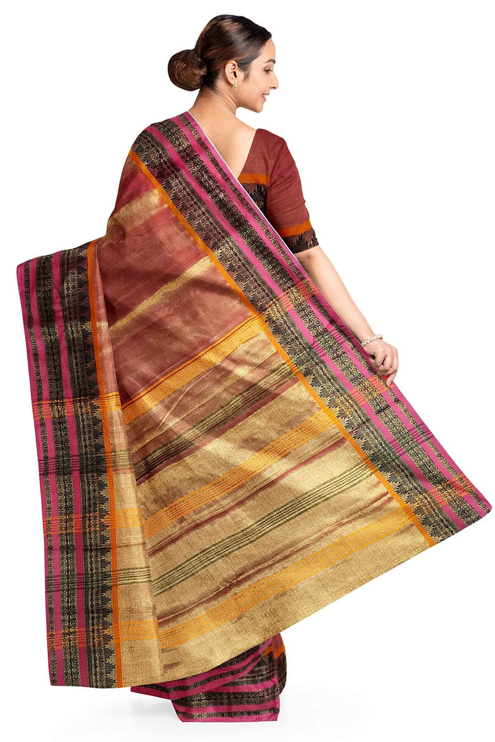 Soft tissue cotton saree in orange