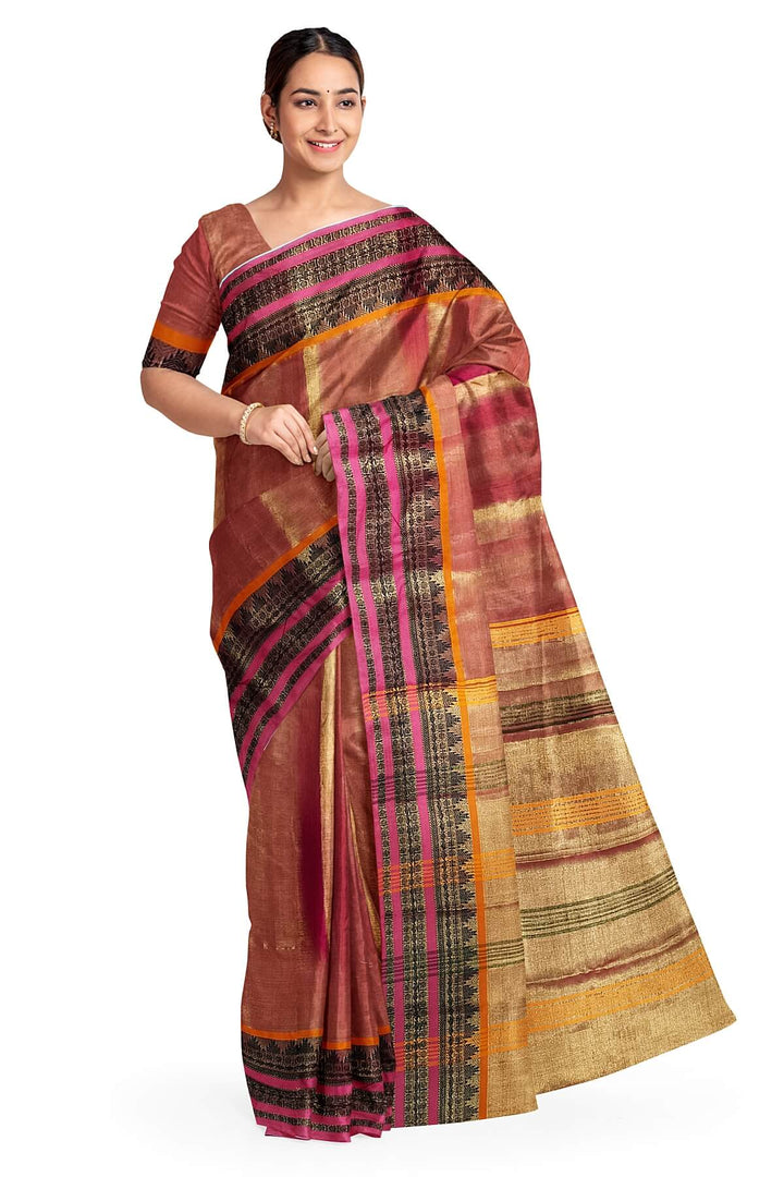 Soft tissue cotton saree in orange