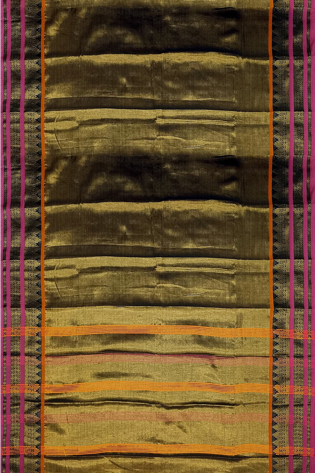 Soft tissue cotton saree in metallic green