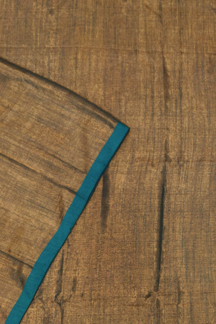 Small border soft tissue cotton saree in olive green