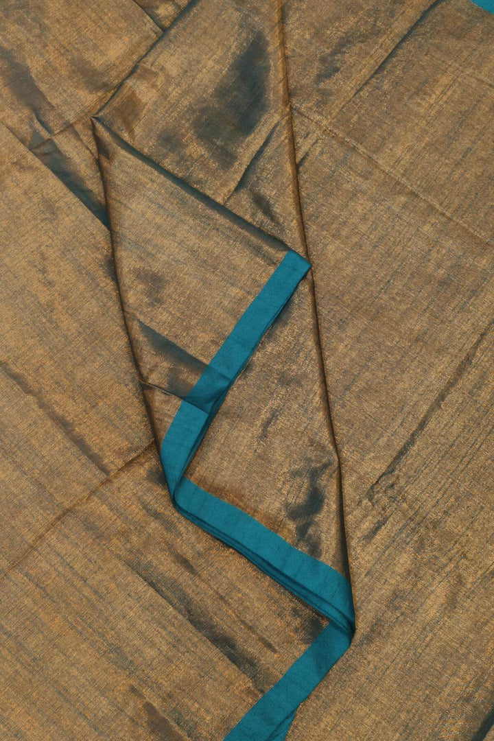 Small border soft tissue cotton saree in olive green