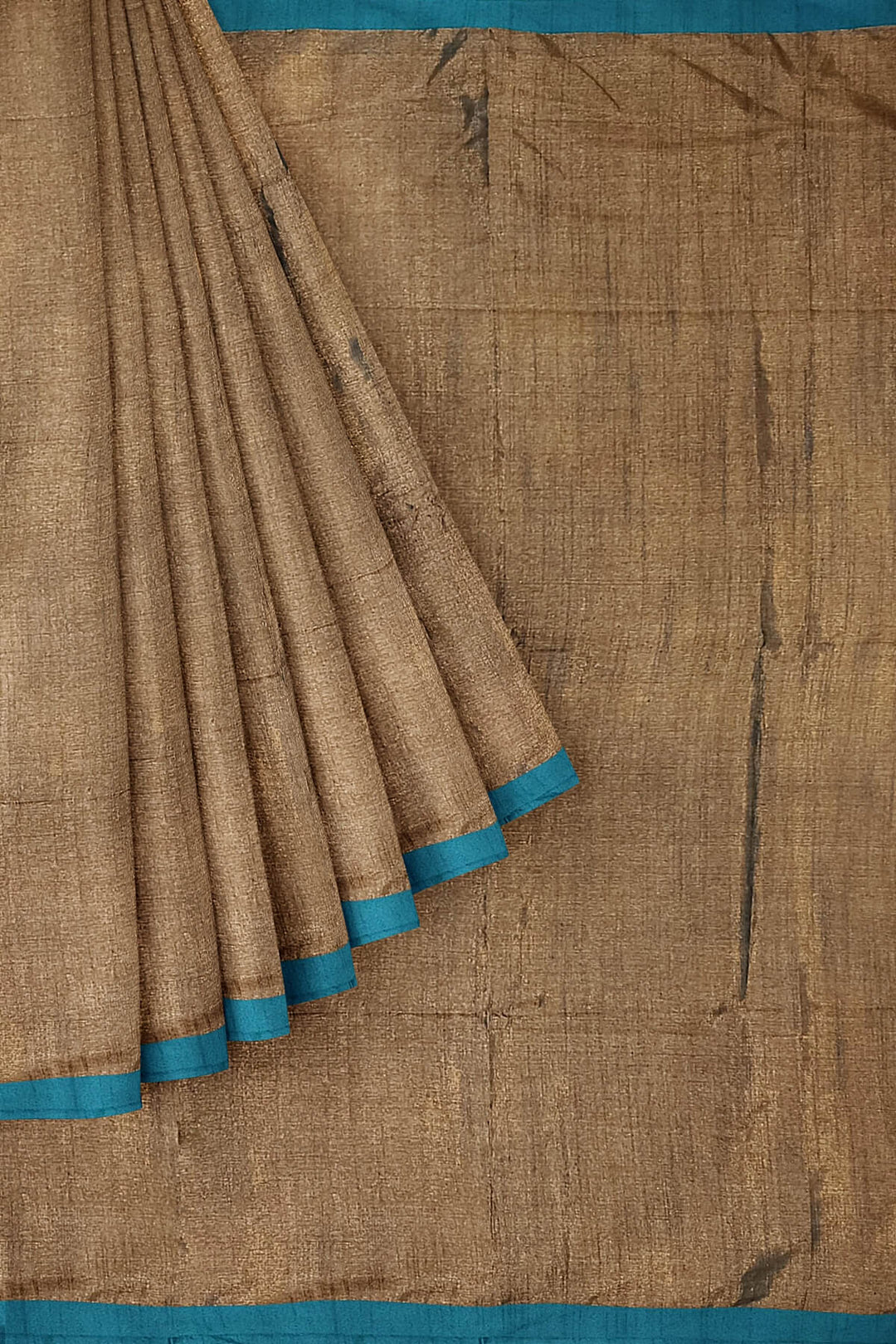 Small border soft tissue cotton saree in olive green