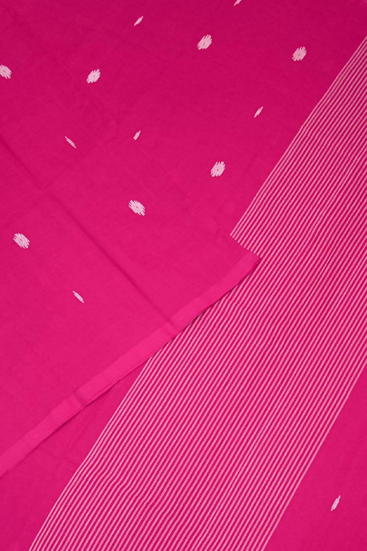 Handwoven Bengal mul cotton saree in pink with jamdani weave