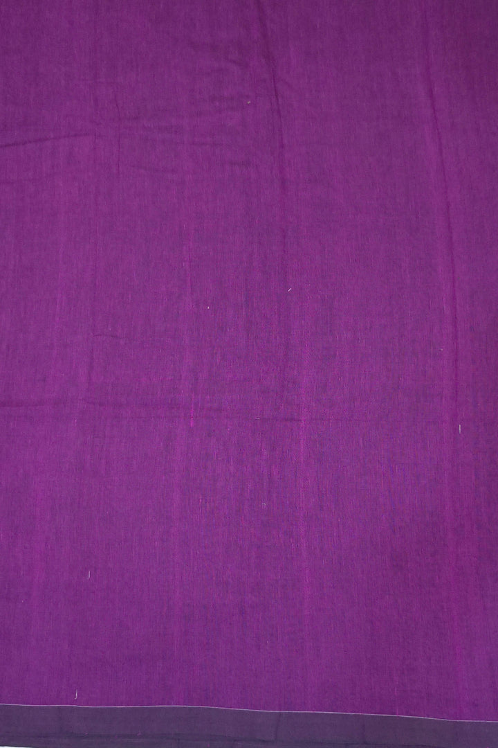 Handwoven Bengal mul cotton saree in  purple with jamdani weave
