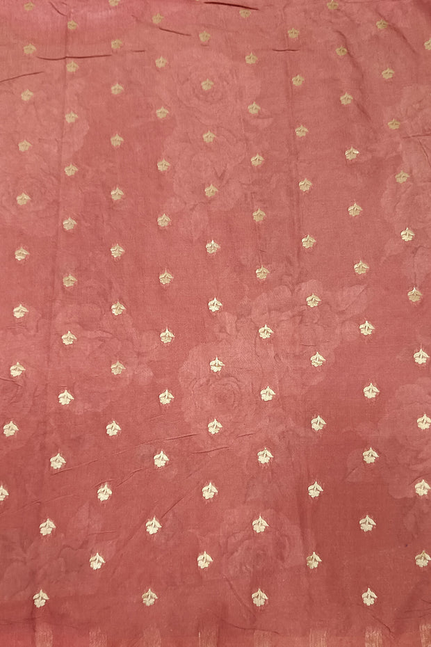 Dola silk saree in floral print in rust colour