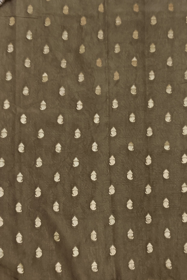 Dola silk saree in forest pattern in greenish grey
