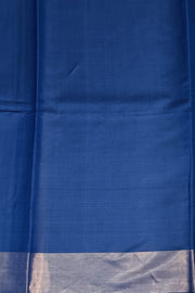 Handwoven Eri pure silk saree in blue with  striped pallu.