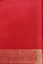 Handwoven Eri pure silk saree in red with  striped pallu.