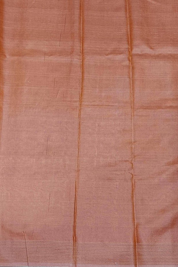 Handwoven Eri  silk saree in beige  with striped pallu  and a contrast blouse