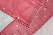 Handwoven Eri  silk saree in onion pink with striped pallu  and a contrast blouse