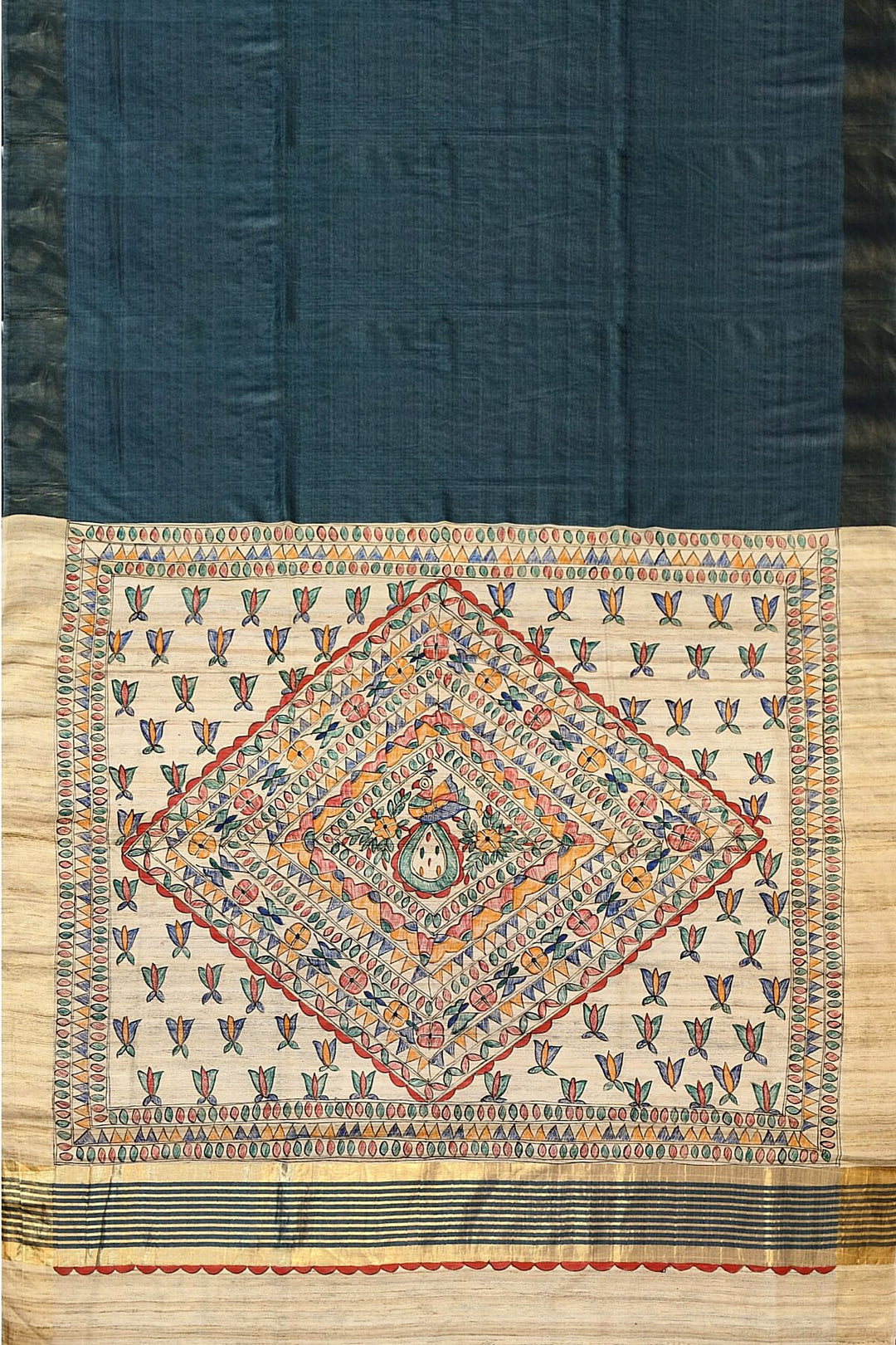 Eri silk saree in elephant grey