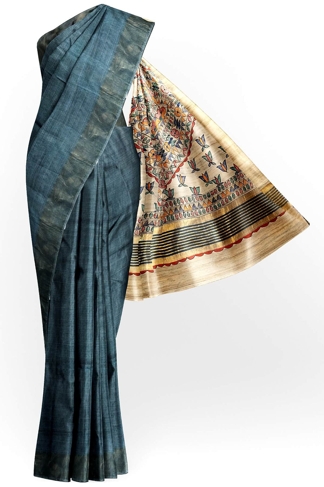 Eri silk saree in elephant grey